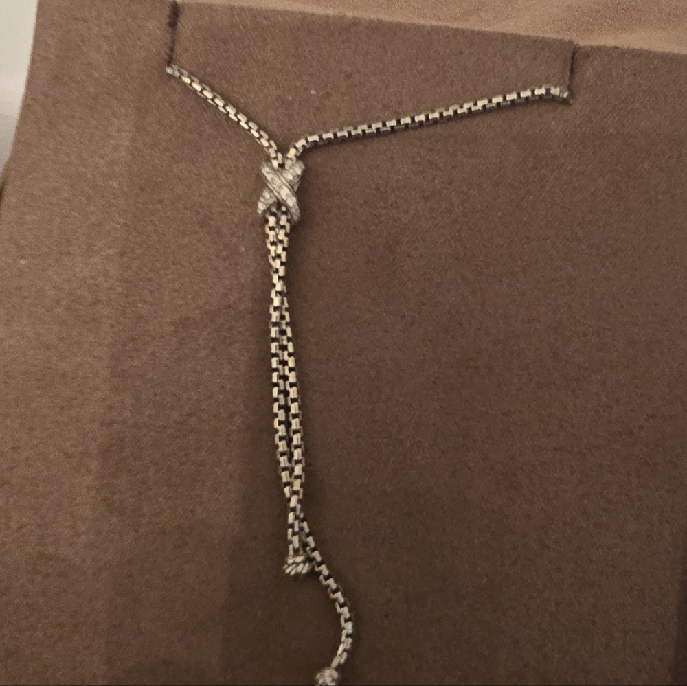 EUC David Yurman Sterling Silver Petite X Lariat Y Necklace w/ Diamonds